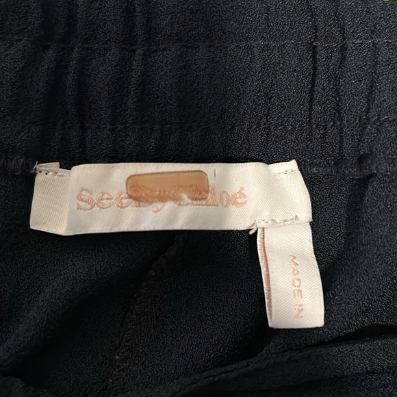 SeeByChloe Wide Leg Navy Drawstring Pants, Size 44 - Picture 3 of 6